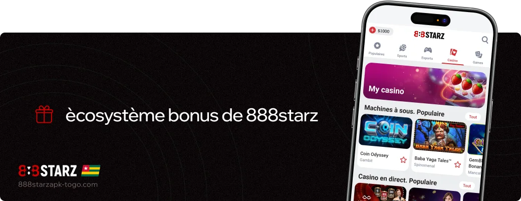 Écosystème bonus de 888starz Apk Togo